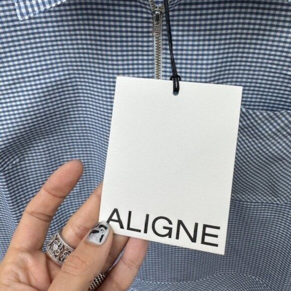 Aligne Blue/White Mini Check Dress | Size 6, NWT - Picture 8 of 9